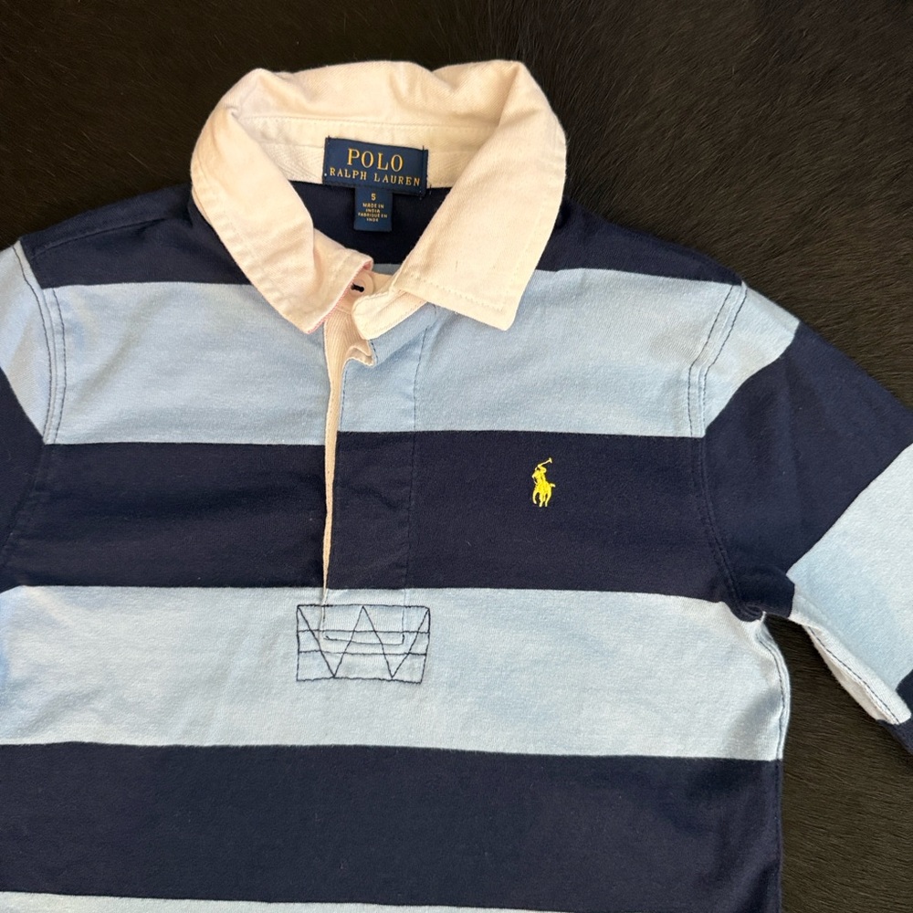 Boy’s Ralph Lauren Navy and Light Blue Polo Rugby Shirt